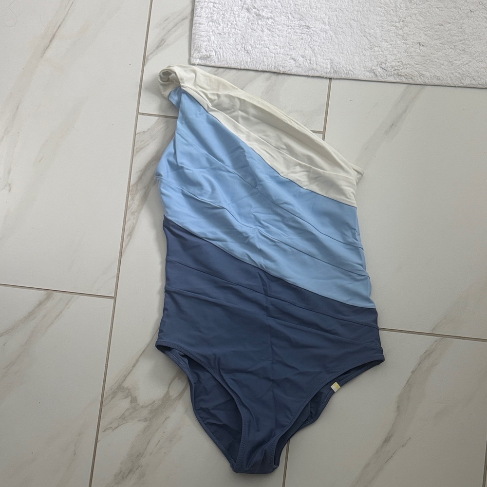 Summersalt Blue and Cream One Shoulder Swimsuit
